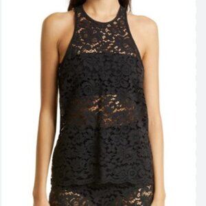 Black Lace Halter Tank Top